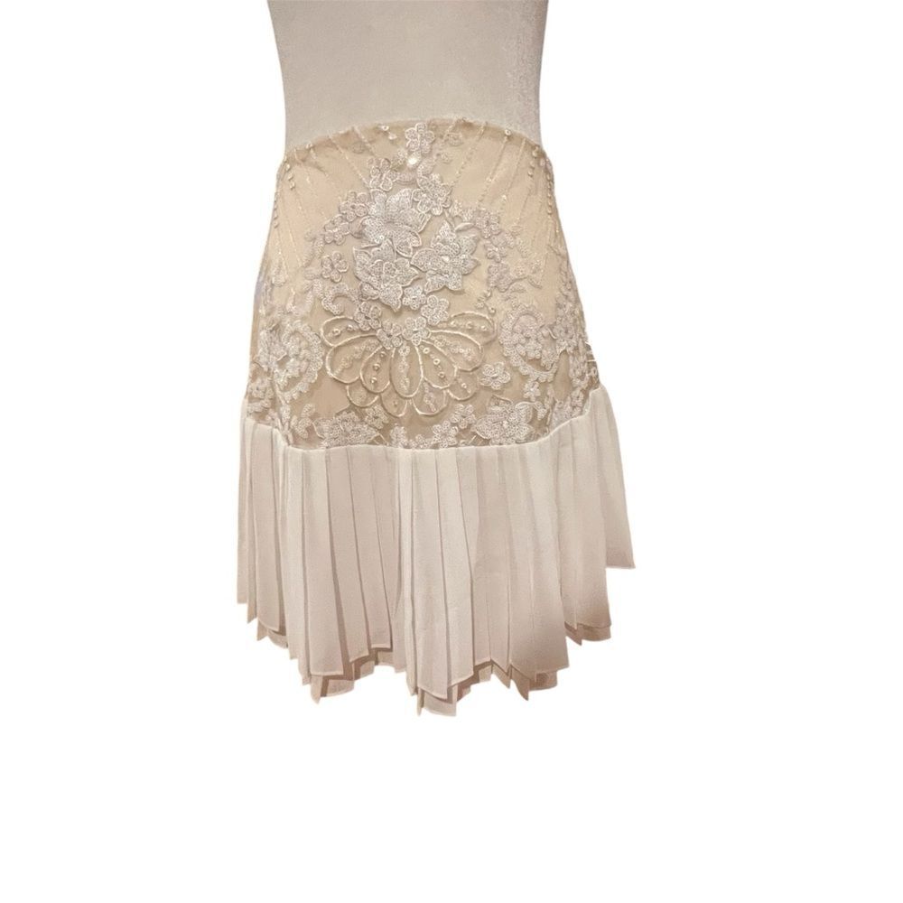 Endless Rose Sequined Pleated White Mini Skirt Size Small womens